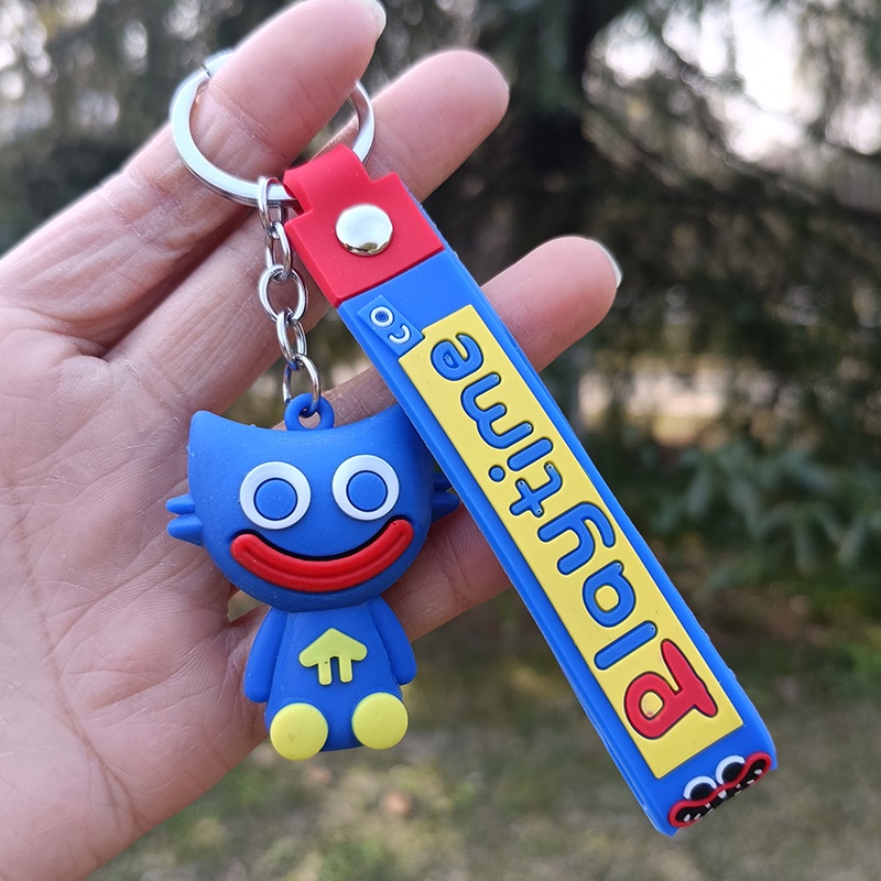 Móc chìa khóa hình Huggy Wuggy Poppy kết hợp đồ chơi giảm căng thẳng cho bé