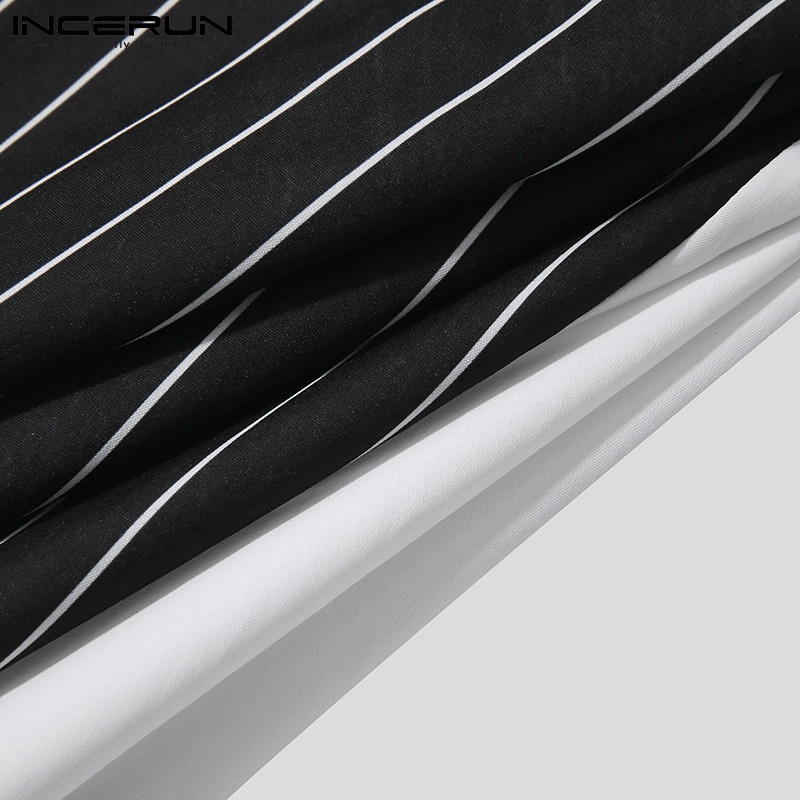 Chân váy INCERUN dài qua gối in sọc thời trang cho nam