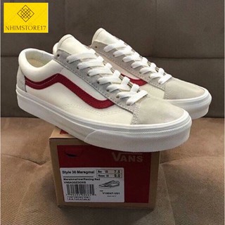 ( Full Box) Giày Vans Style Old Skool Trắng Vạch Đỏ