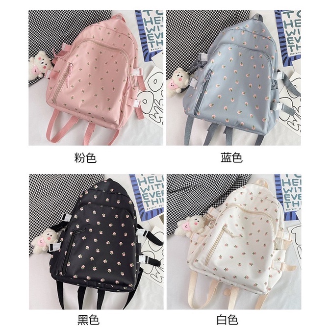 Balo Hoa Nhí Chống Nước Trơn Bloom Solid Khóa Kéo Vòm Nữ Tính