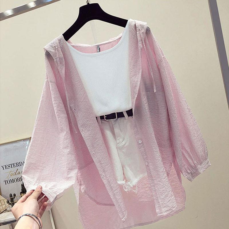 Áo Khoác Cardigan Dài Tay Siêu Mỏng Nhẹ Chống Tia Uv Có Mũ Trùm Thời Trang Đi Biển Mùa Hè Cho Nữ
