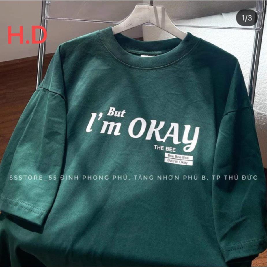 Áo phông OKEY Nam Nữ , Form thụng tay lỡ Unisex Năng động trẻ trung- Chữ in nổi sắc nét
