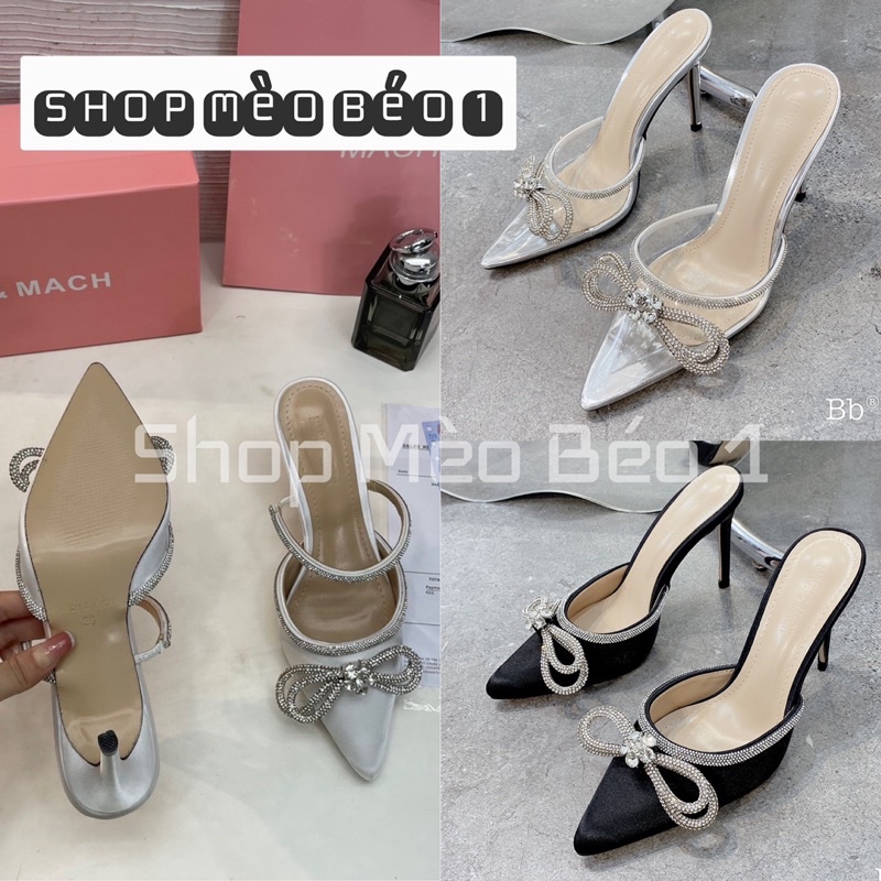 Giày sục nơ đá bít mũi quai đá ngang gót nhọn fullbox hàng quảng châu cao cấp