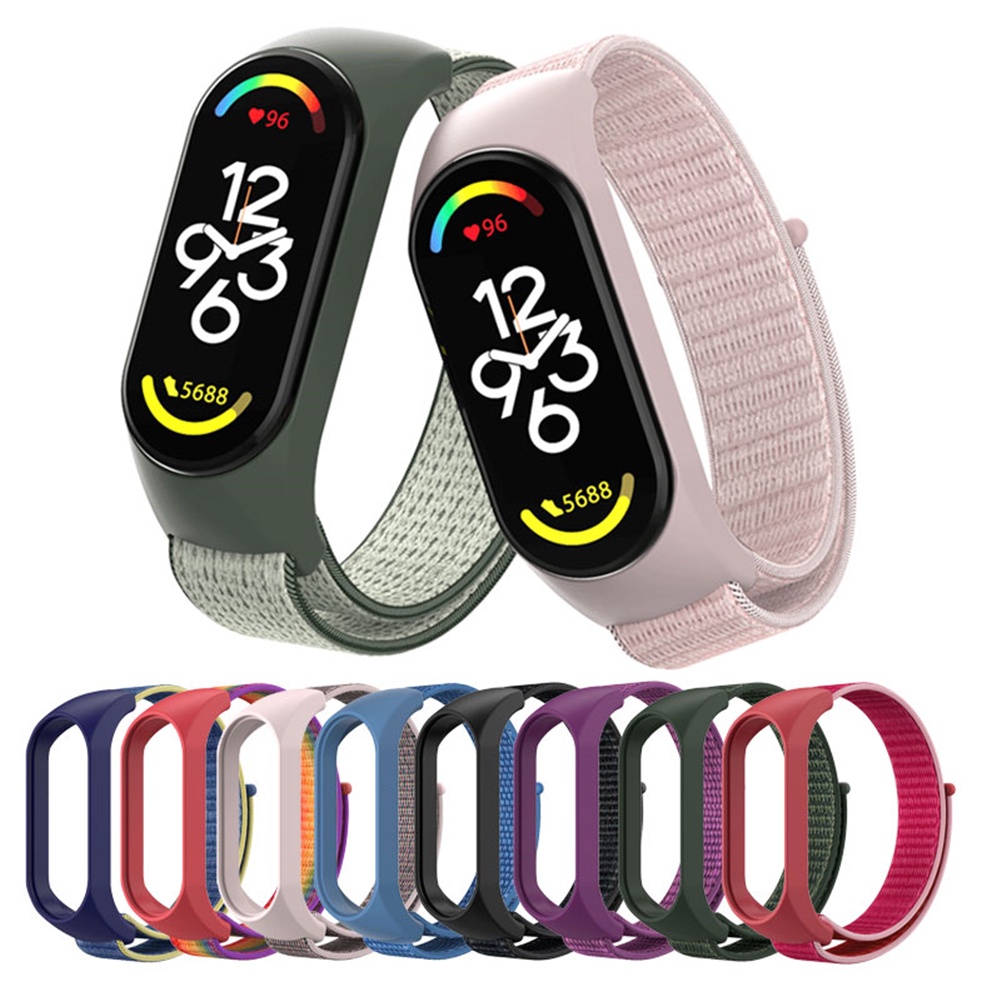 Dây Đeo Đồng Hồ Thể Thao Bằng Nilon Mềm Khóa Dán Cho Xiaomi Mi Band 7 & 6 & 5 Miband 7/6/5