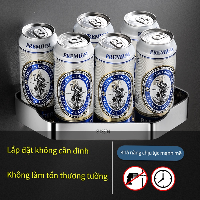 Kệ để đồ XINKUNLONG gắn góc tường thép không gỉ không cần khoan lỗ dành cho phòng tắm