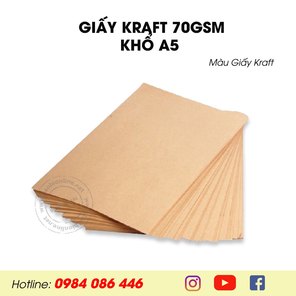 XẤP GIẤY 500 TỜ KHỔ A5 GIẤY XI MĂNG GIẤY KRAFT KHỔ ĐỊNH LƯỢNG 70GSM