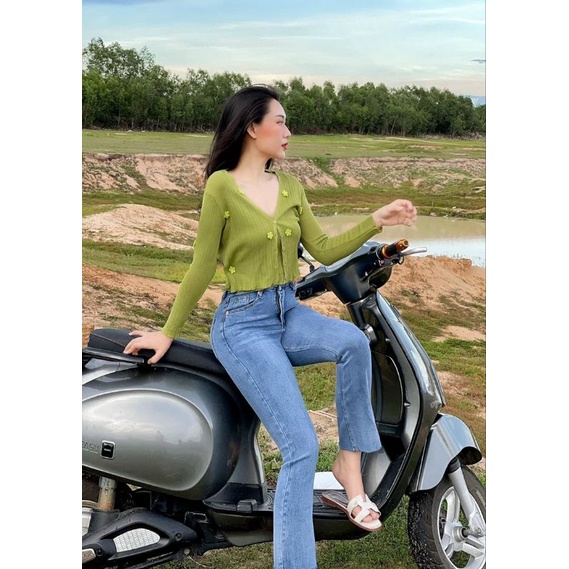 Sét áo 2 dây+áo cadigan len đính hoa hàng QC