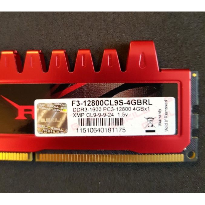 Ram G.SKILL Ripjaws 4G DDR3 1600 tản nhiệt đỏ