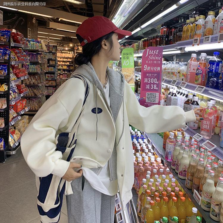 Áo nỉ dài tay giả hai lớp phong cách Hàn Quốc thời trang thu đông mới cho nữ