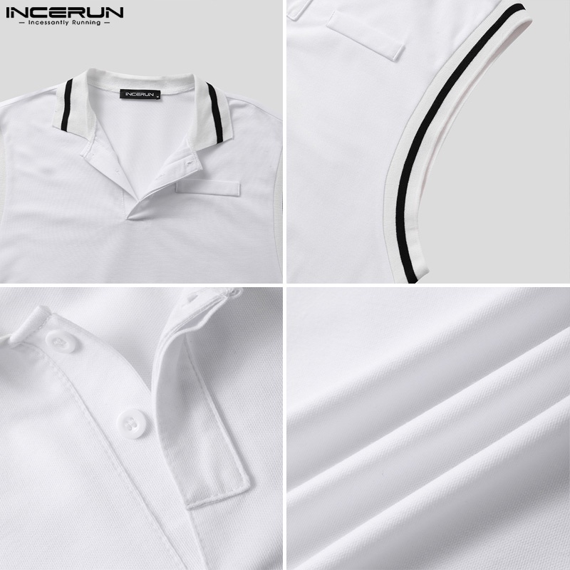 Áo ba lỗ sát nách INCERUN màu sắc tương phản trẻ trung cho nam
