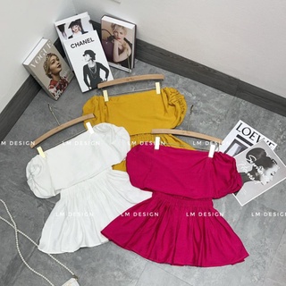 Áo trễ vai peplum chun eo