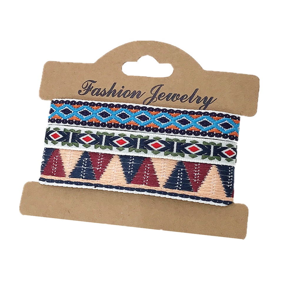 Set 3 Vòng Tay Bện Dây Phong Cách Boho Dân Tộc Mới Cho Cặp Đôi