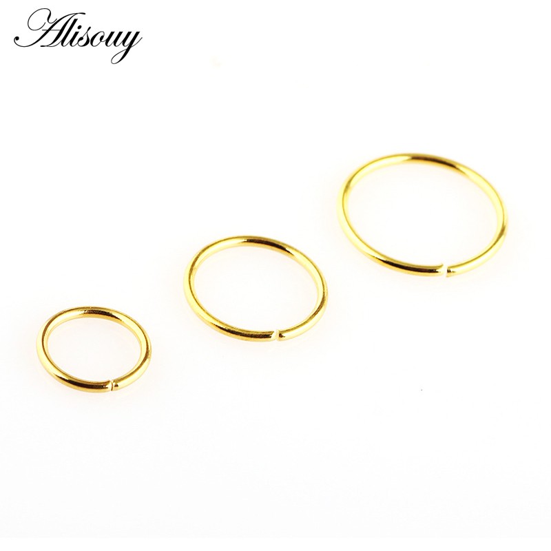 1 Khuyên Mũi Bằng Thép Không Gỉ Mạ Vàng Thời Trang alisouy 20g