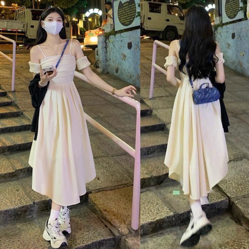 Váy Maxi Hai Dây Be Chun Lưng Tay Bèo