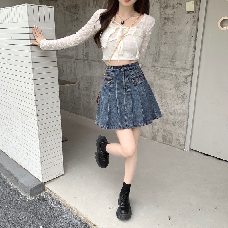 Chân Váy Denim Lưng Cao Thiết Kế Hợp Thời Trang