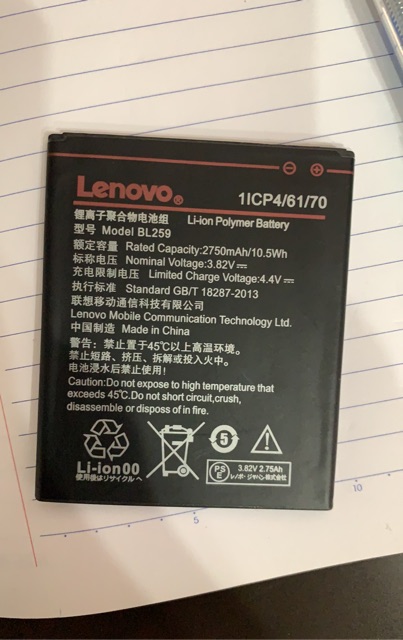 Pin cho điện thoại Lenovo Vibe K5, K5 Plus (BL-259) 2750mAh xịn có bảo hành