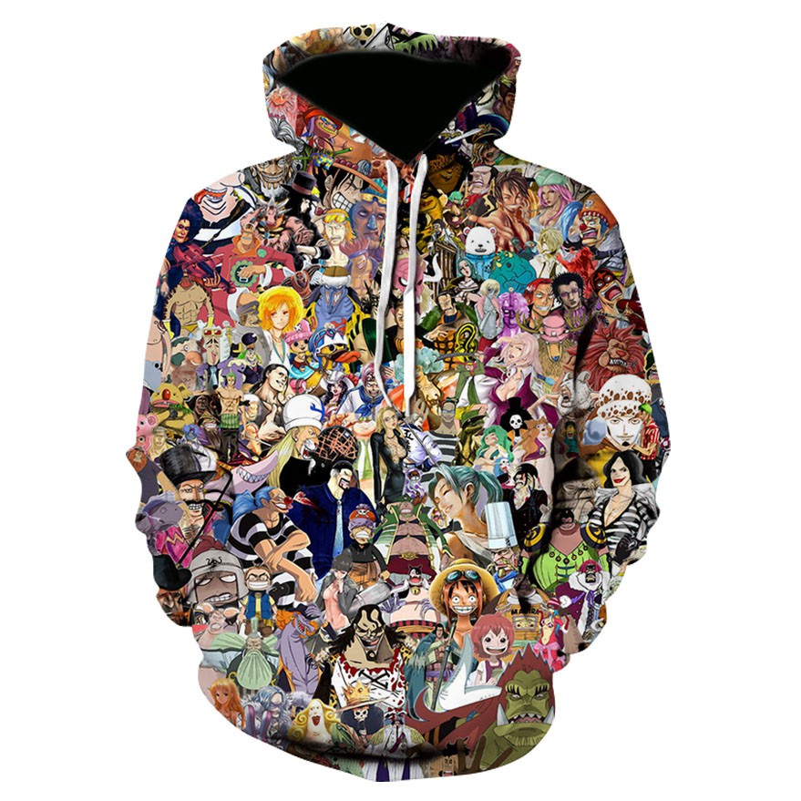 Áo hoodie HUQISHA in họa tiết Anime One Piece thời trang unisex cho nam nữ