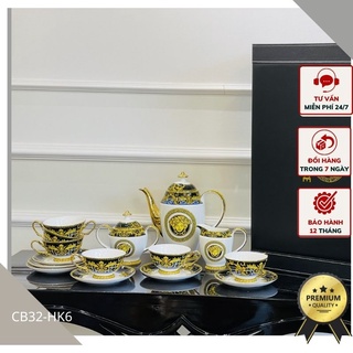 Ấm chén Versace họa tiết sang trọng mang phong cách tân cổ điển ACT22 - Chất liệu men sứ cao cấp
