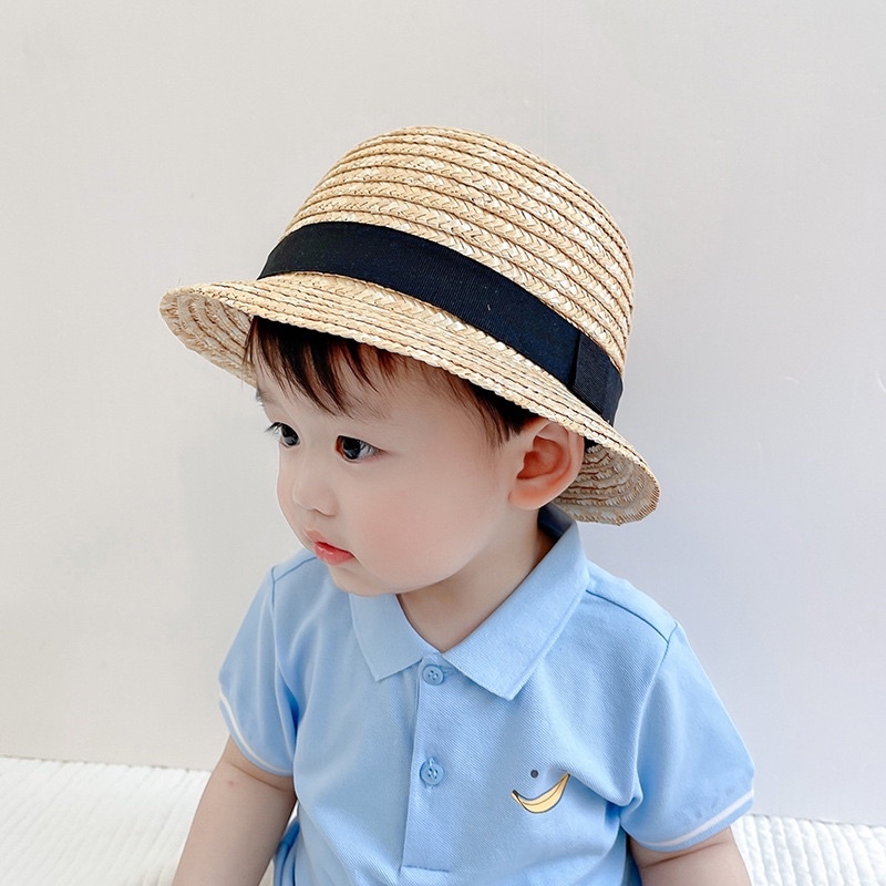 ( ẢNH THẬT ) Mũ cói viền đen đi biển cho bé