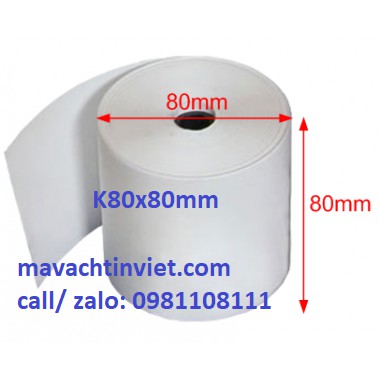 Giấy in bill, in nhiệt, in hóa đơn K80x45mm, K80x60mm, K80x80mm