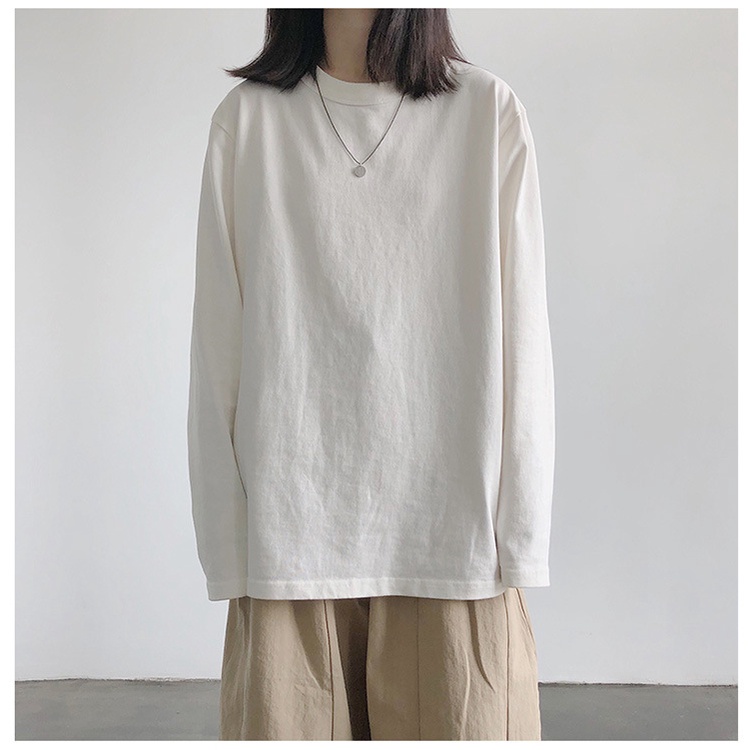 Áo thun tay dài màu trơn thiết kế mới thời trang mùa thu theo phong cách hàn quốc cho nữ