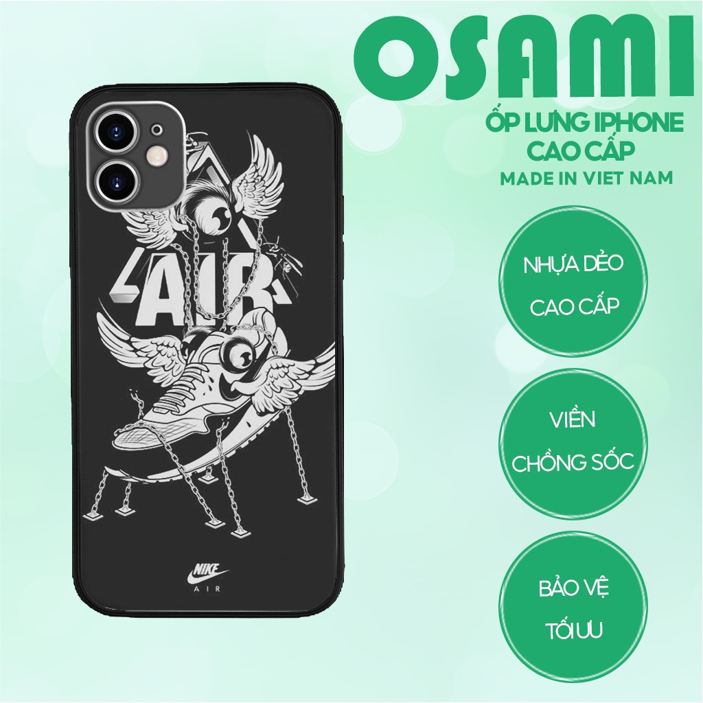 Ốp điện thoại silicon nike air xiềng xích đen trắng OSAMI cho Iphone 6 7 8 x xr xs 11 12 13 plus promax mini NIKPOD00271