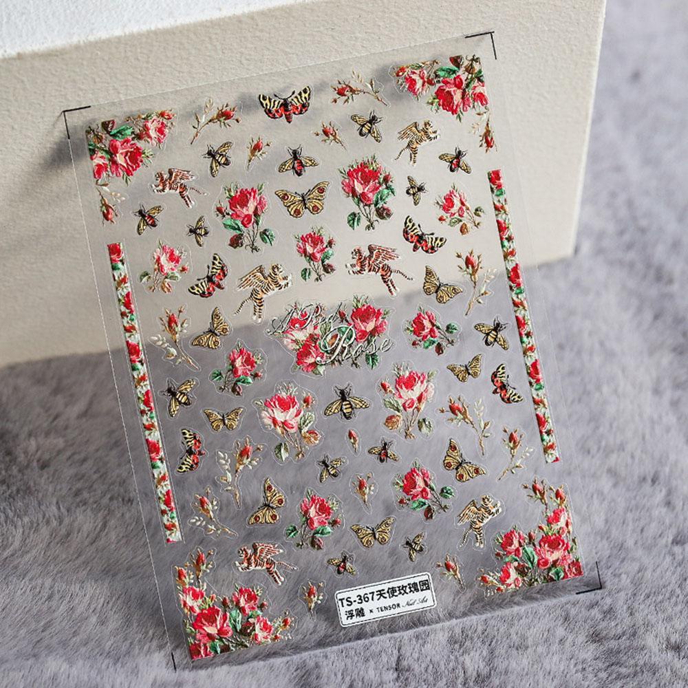 Miếng Dán Trang Trí Móng Tay Họa Tiết Hoa 5D DIY