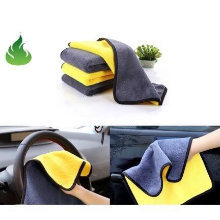 Khăn microfiber 2 mặt 2 lớp vàng ghi siêu dầy siêu thấm nước size 30x60cm