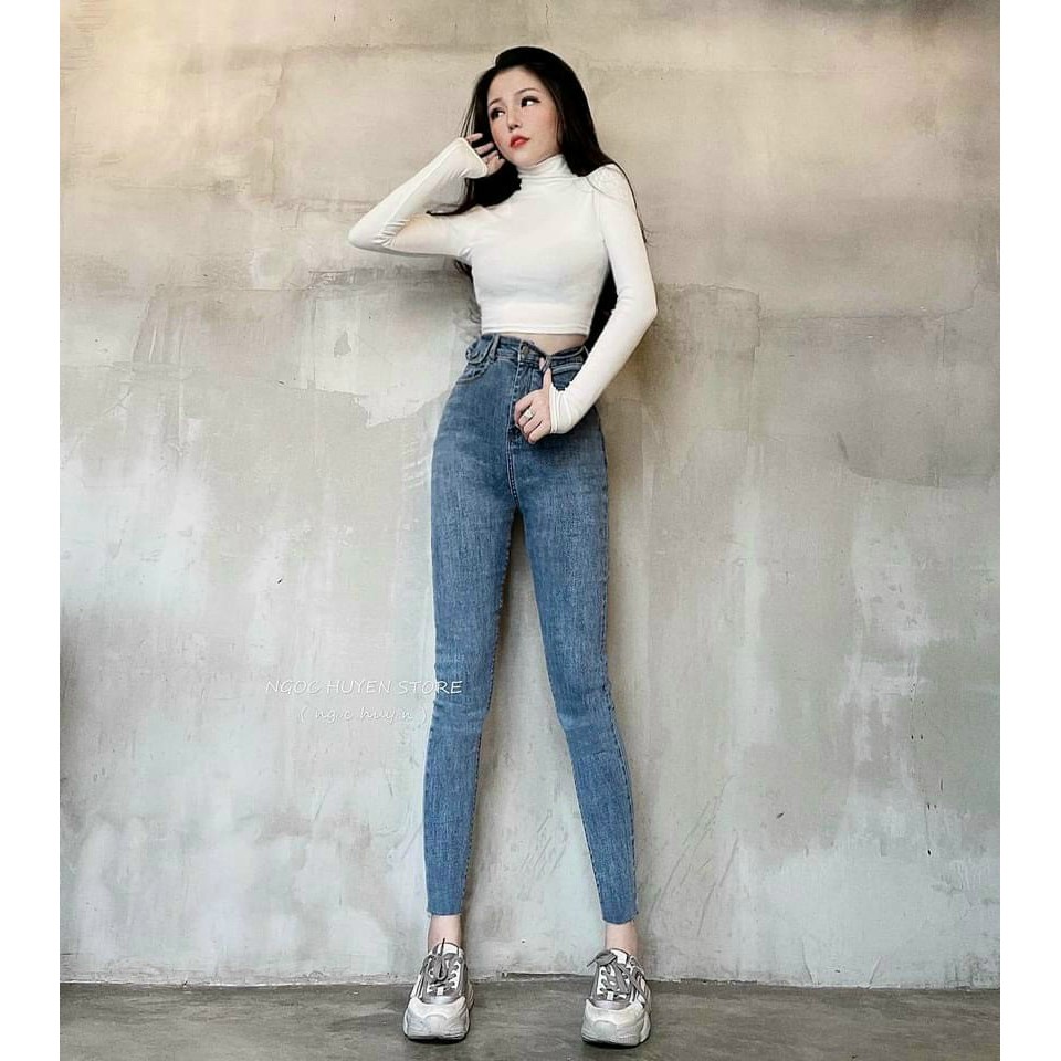 quần jeans nữ cạp cao 3 khuy mẫu mới | WebRaoVat - webraovat.net.vn