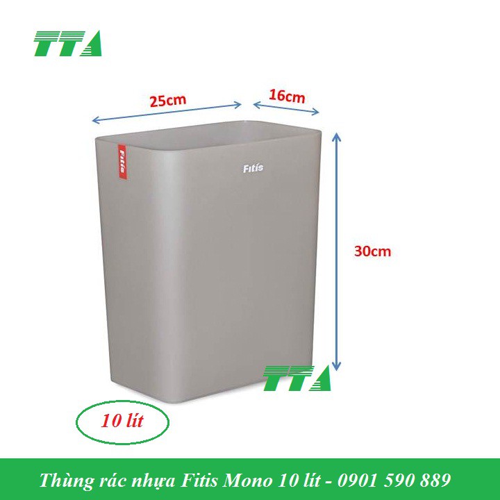 Thùng rác Fitis nhựa Mono chữ nhật màu xám 10 lít | Shopee Việt Nam