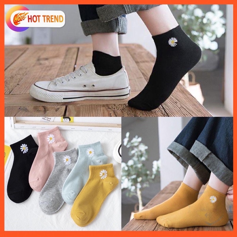 Tất, Vớ Mềm Mại Chống Hôi Chân Hoạ Tiết Hoa Cúc Siêu Đẹp Loại 1