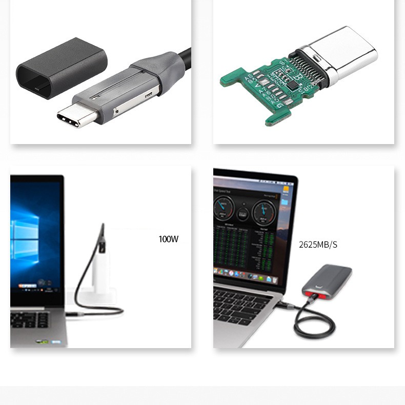 Cáp Thunderbolt 3 USB type-C chuẩn USB4 PD100W 20V5A tốc độ 40 Gbps - BH 12th