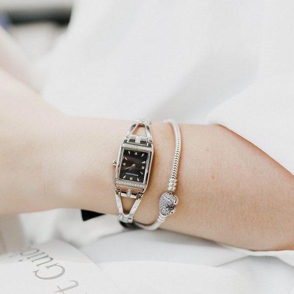 Đồng hồ Romanson Watch RM2651QLWBK nữ mặt nhỏ đính đá kính Sapphire chống xước dây thép chống nước cao cấp chính hãng