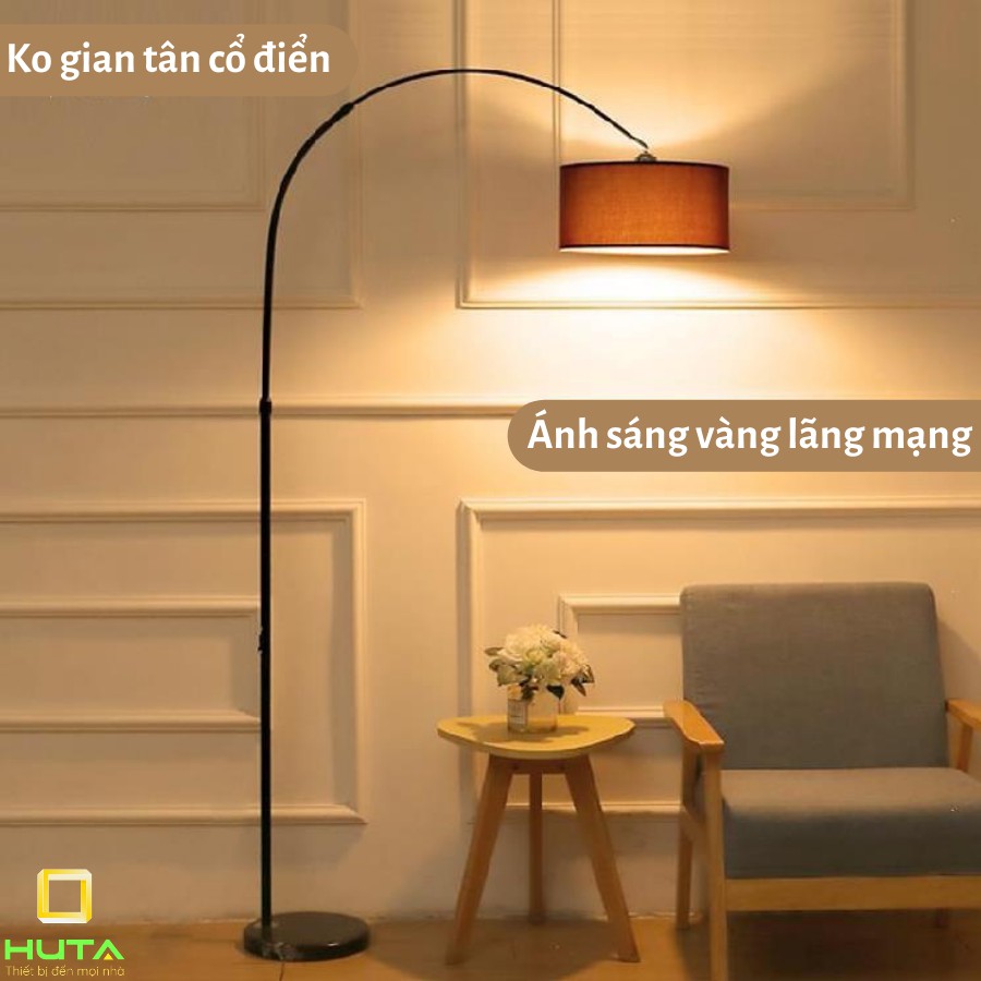 Đèn Cây Đứng Phòng Khách Cao Cấp, Dùng Làm Đèn Sàn Trang Trí Nội Thất, Phòng Ngủ, Bóng Led, Chao Vải, Mã D2– HUTA shop