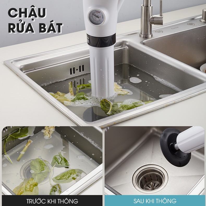 B516 Súng Thông Tắc Bồn Cầu, Bồn Rửa Chén, Dụng Cụ Thông Cống, Bồn Rửa Mặt, Áp Suất Nén Tới 8kg Tiện Lợi Nhanh Chóng