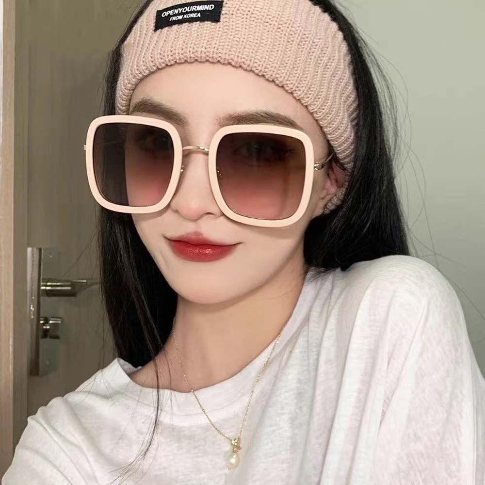 Kính Mát Gọng Vuông Kim Loại Chống Tia UV Thời Trang Dành Cho Nữ