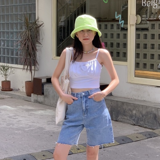 Quần short jeans LOLLIE STUDIO QB262 dáng lửng cạp cao