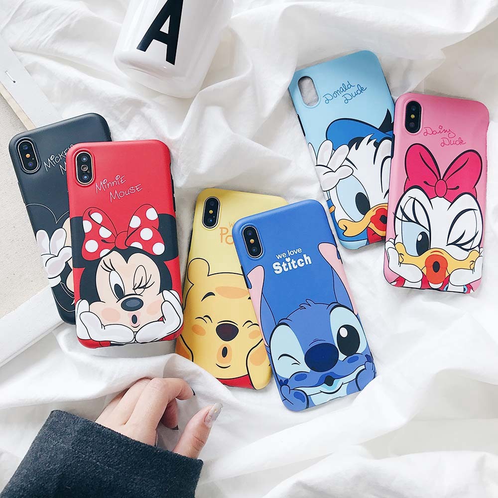 Ốp lưng điện thoại iPhone X 8 7 6 6s Plus hình Mickey và Minnie