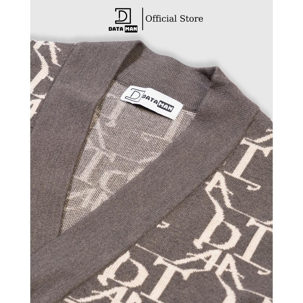 Áo Cardigan nam DATAMAN, len dệt Jacquard họa tiết Monogram DATA thời thượng, chất len dày dặn, siêu mềm mịn - DT22