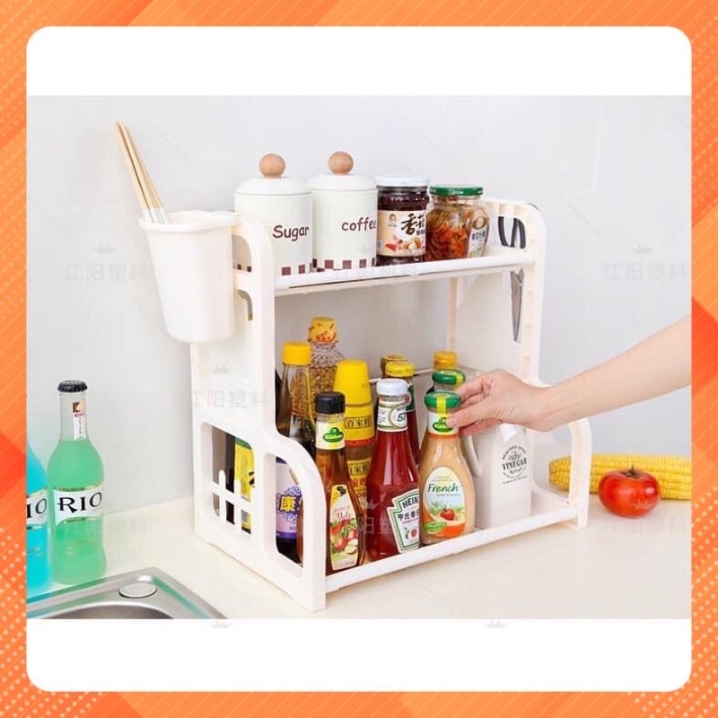 Kệ đựng gia vị 2 tầng- Kệ để đồ thông minh 2 tầng đa năng tiết kiệm không gian - Tee &amp; Mee