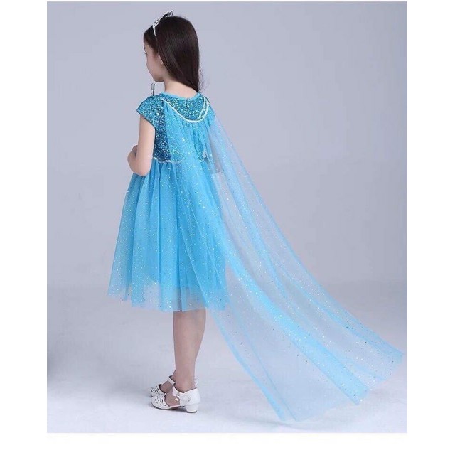 Mã X05 DE 7 - Đầm Elsa cho bé màu xanh