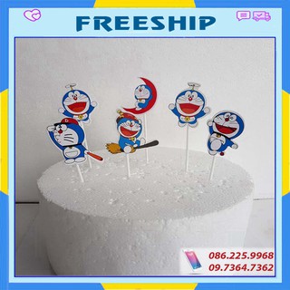 Trang trí bánh 💖freeship💖 set cắm doremon & spk shop - phụ kiện trang trí bánh kem