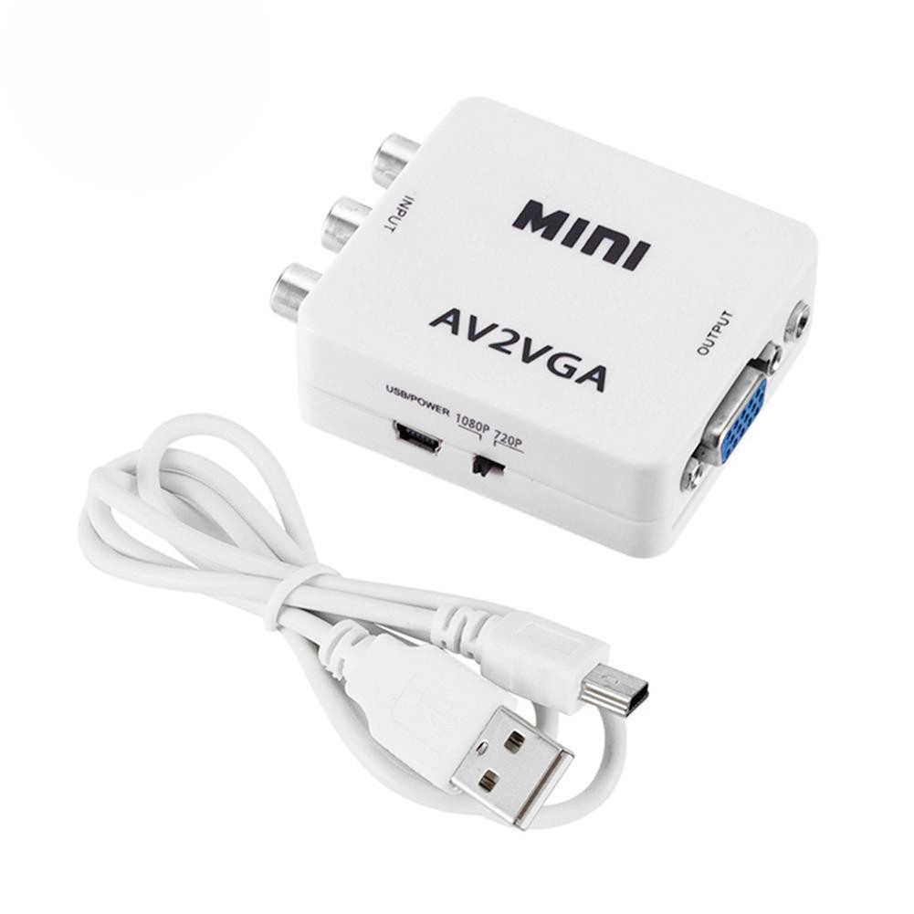 Bộ Box Chuyển Đổi Tín Hiệu AV ra VGA Audio CVSB Model AV2VGA Hỗ Trợ Phân Giải FullHD 1080P Có Switch 720p và 1080p.BCA