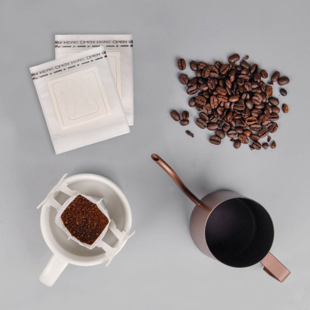 Bộ 50 cái túi lọc cafe trà dùng 1 lần có tai treo bằng giấy thân thiện môi trường dùng cho cắm trại tại nhà văn phòng