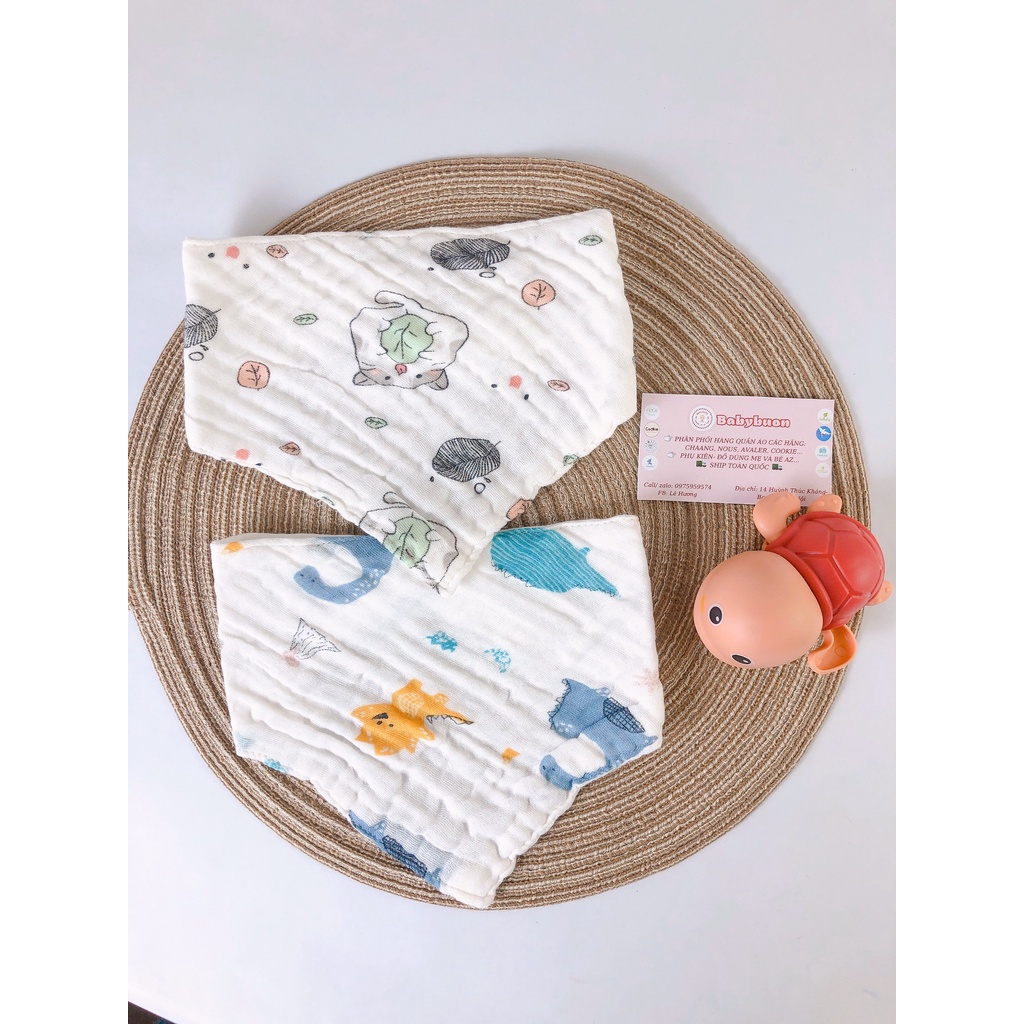 [ 0-3 TUỔI] Yếm Xô Tam Giác Cho Bé Sơ Sinh Set 2 Chiếc, Khăn Xô 6 Lớp Organic Cotton Babibu - YXTG2C
