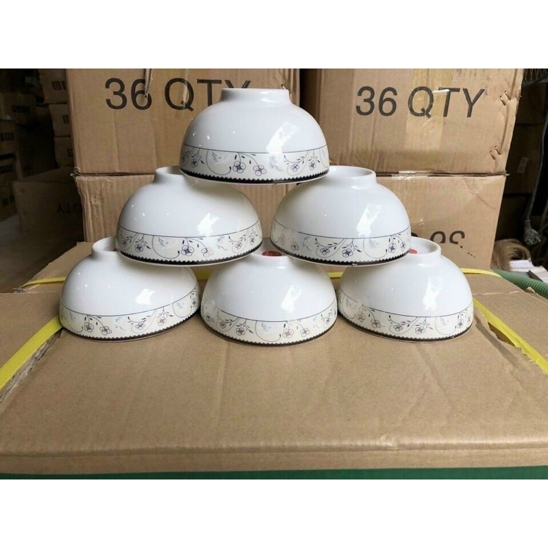 Bộ 10c bát cơm sứ Bát Tràng hoa văn đẹp
