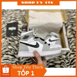 Giày thể thao jordan 1 cao cổ xám trắng đen 💦SALE SỐC🌺, Giày air jordan 1 xám cao móc đen nam nữ full box