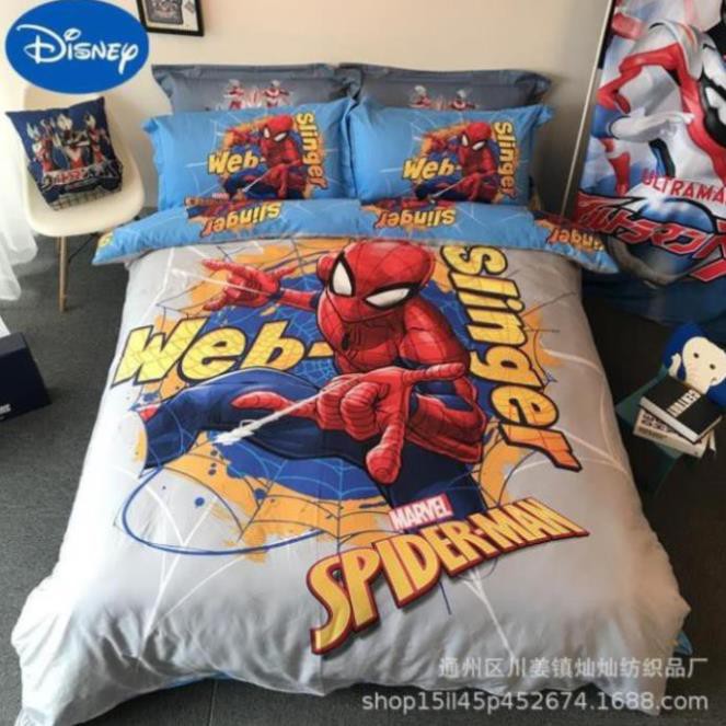 Bộ chăn ga gối cotton lụa cao cấp hình hoạt hình disney  cho bé