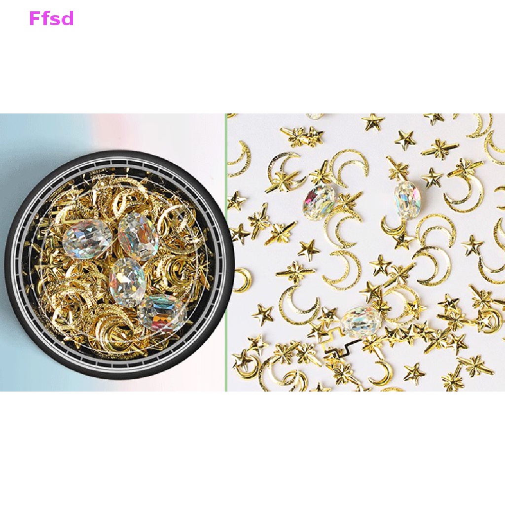 {Ffsd} Hàng Mới Về Đinh Tán Và Trăng Sao Trang Trí Móng Tay Nghệ Thuật Màu Vàng Kim Tuyến * Bán Chạy