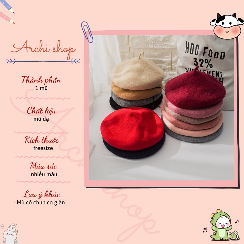 Mũ nồi beret dạ [ Ảnh thật ]